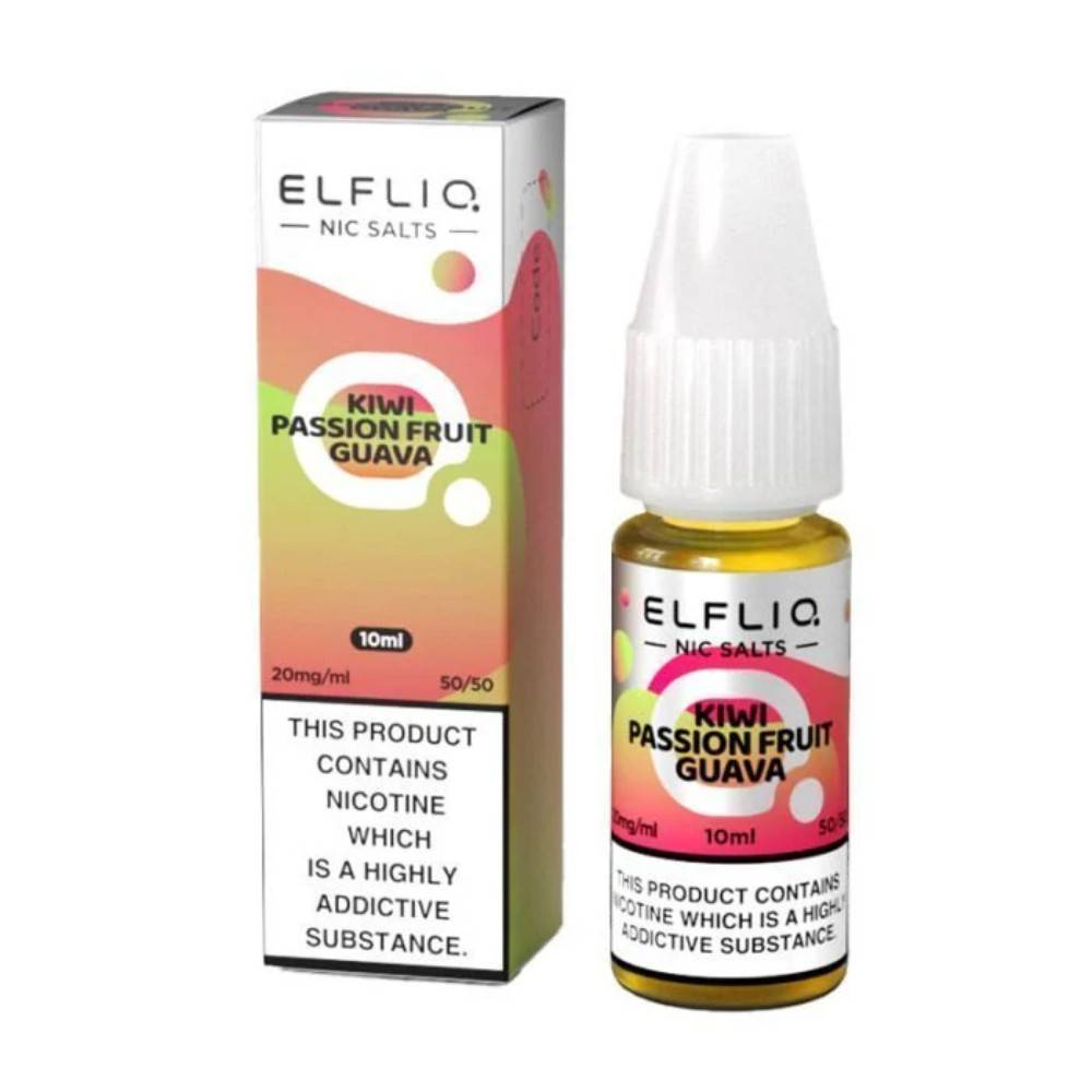 Elf Bar Elfliq Nic Salt E-Liquids 10ml Kiwi Passion Fruit Guava 10mg