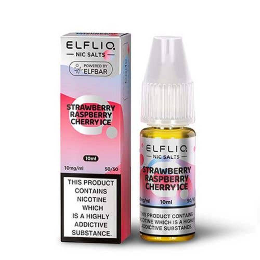 Elf Bar Elfliq Nic Salt E-Liquids 10ml Strawberry Raspberry Cherry Ice 10mg