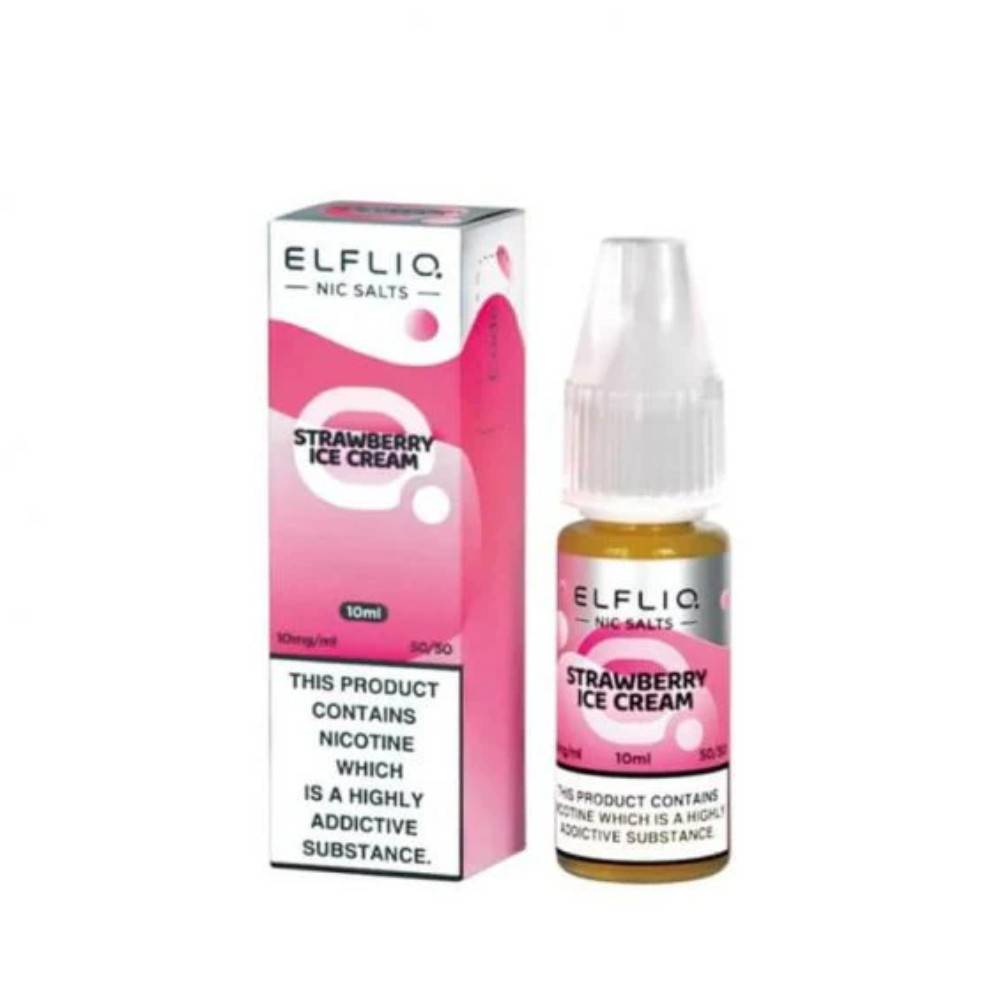 Elf Bar Elfliq Nic Salt E-Liquids 10ml Strawberry Ice Cream 10mg