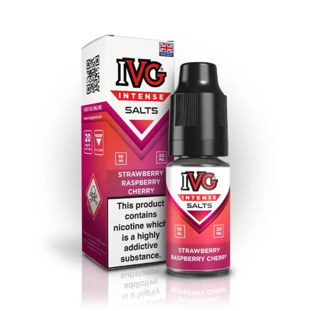 IVG Intense Nic Salts e liquids 10ml Strawberry Raspberry Cherry 20mg