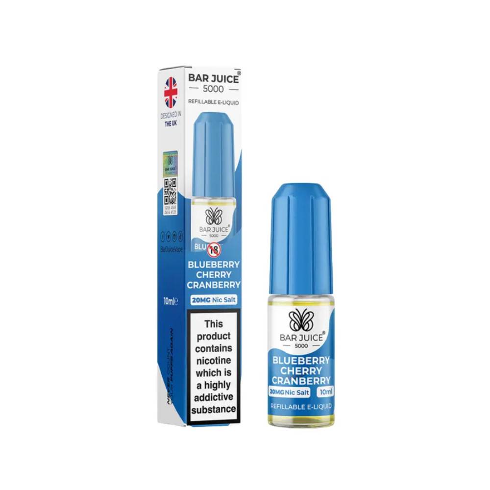 Bar Juice Nic Salts E-Liquids 10ml Blueberry Cherry Cranberry 20mg