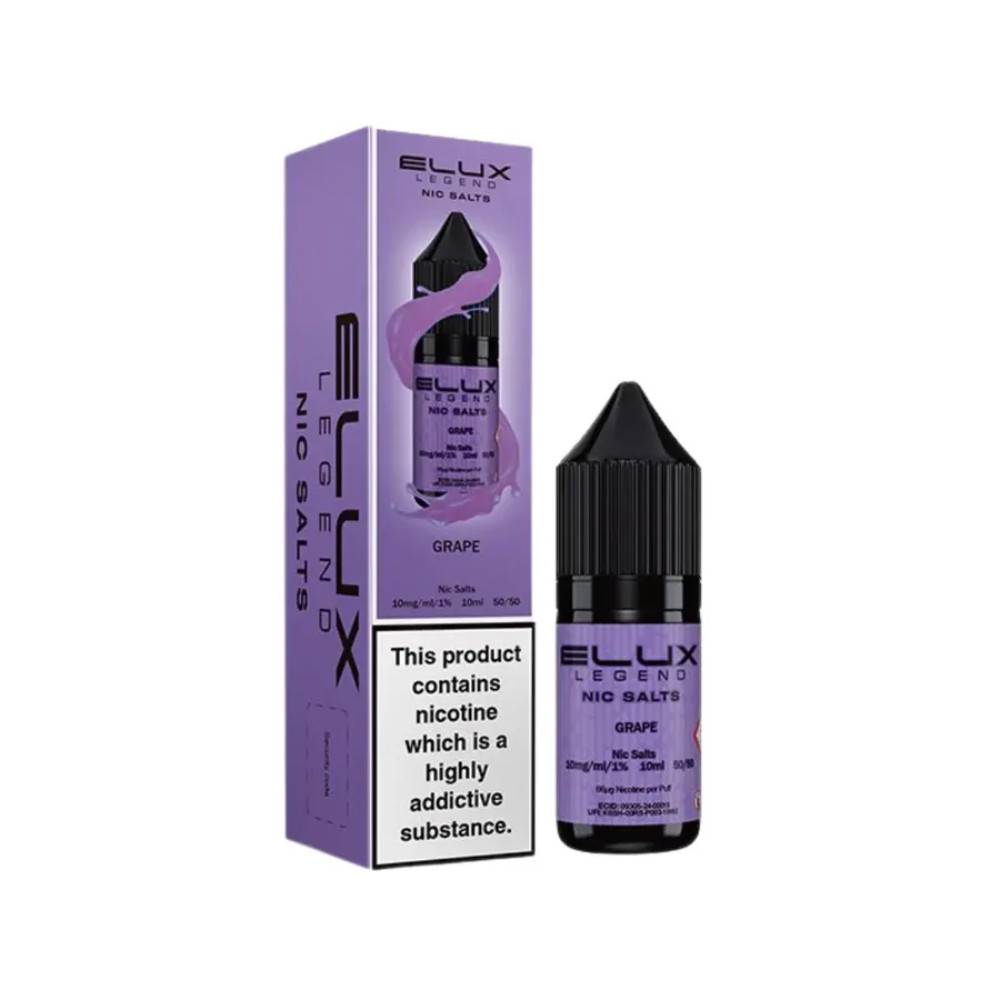 Elux Legend Nic Salts E-Liquids 10ml Grape 10mg